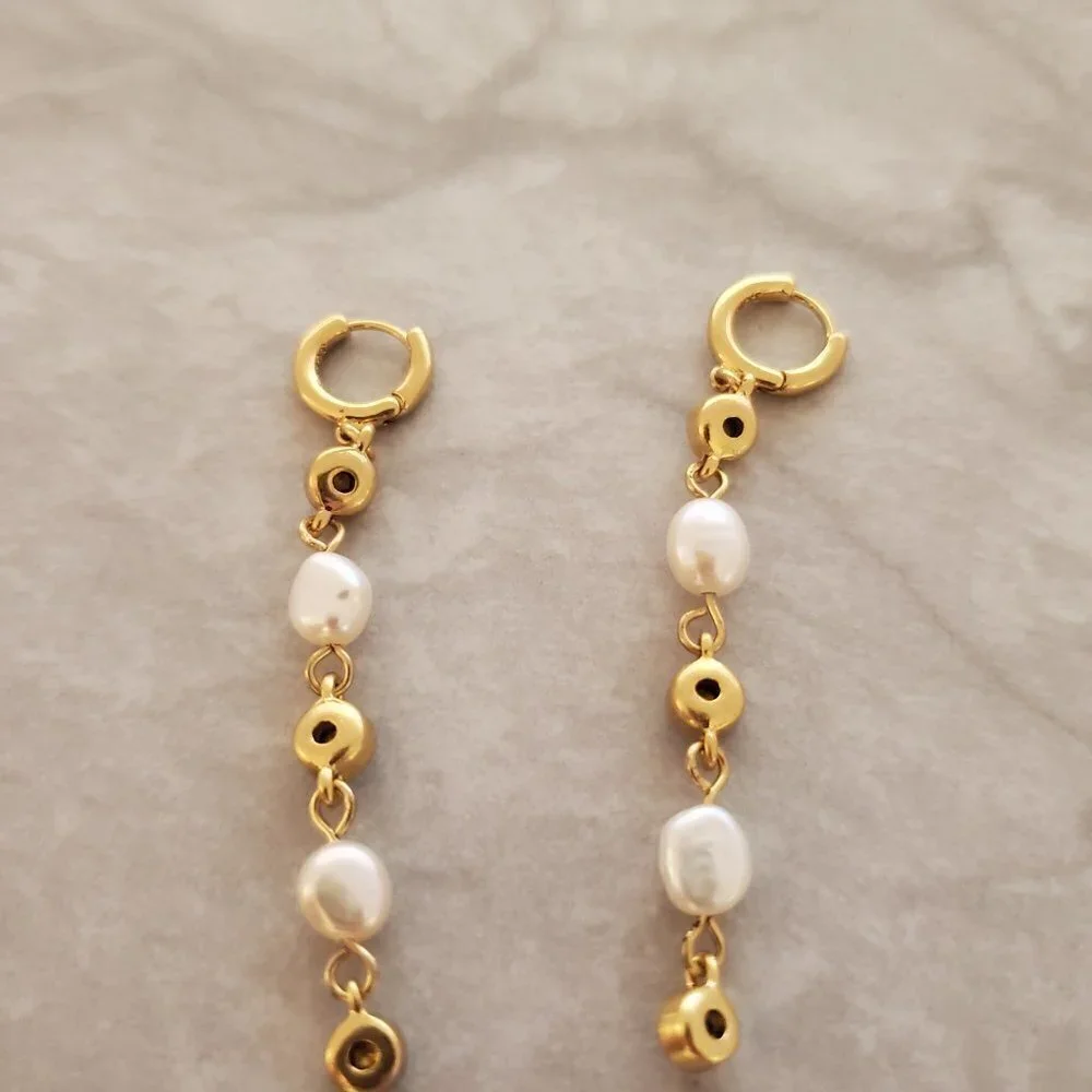 ✨ J.Crew Pearl Rhinestone Crystal Bridal Wedding Formal Drop Dangle Earrings ✨ - Picture 6 of 8
